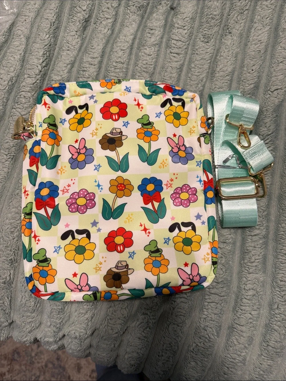 Floral Checkered Mini Crossbody Bag in Multicolor